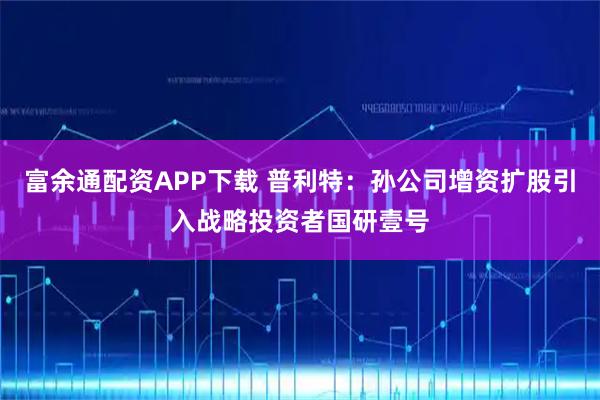 富余通配资APP下载 普利特：孙公司增资扩股引入战略投资者国研壹号
