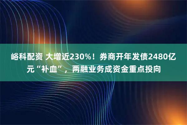 峪科配资 大增近230%！券商开年发债2480亿元“补血”，两融业务成资金重点投向